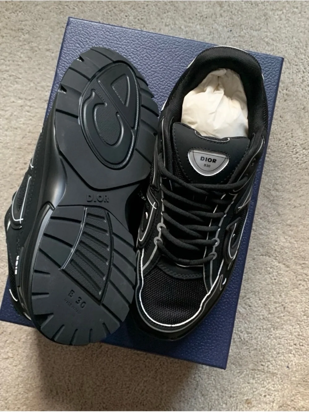 Dior Black Men’s Sneakers with White Trim